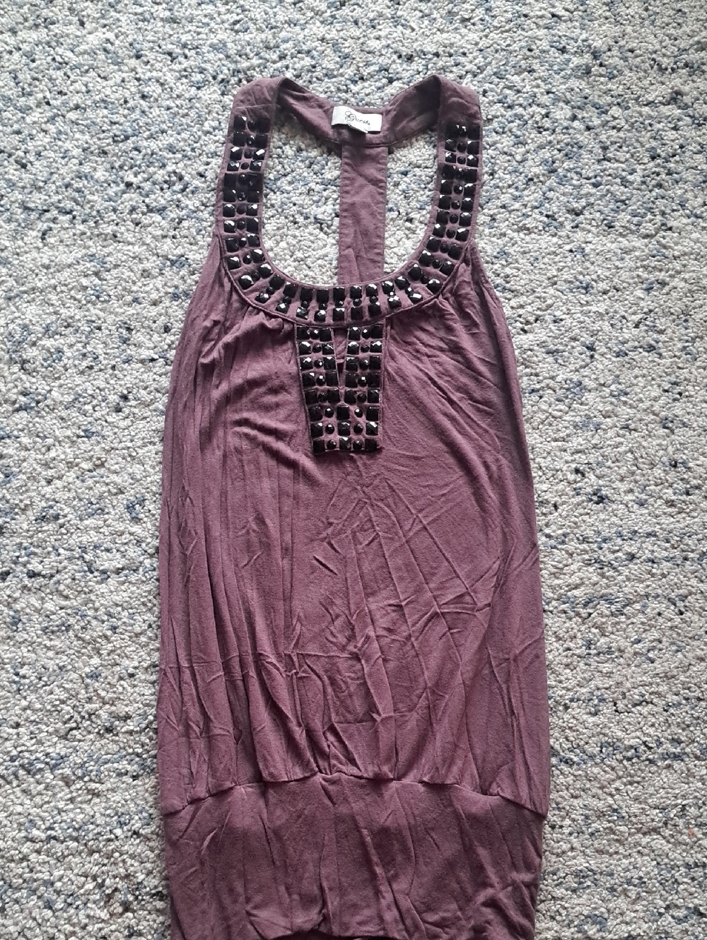 Guess Racerback Embellished Plum Tank Top S